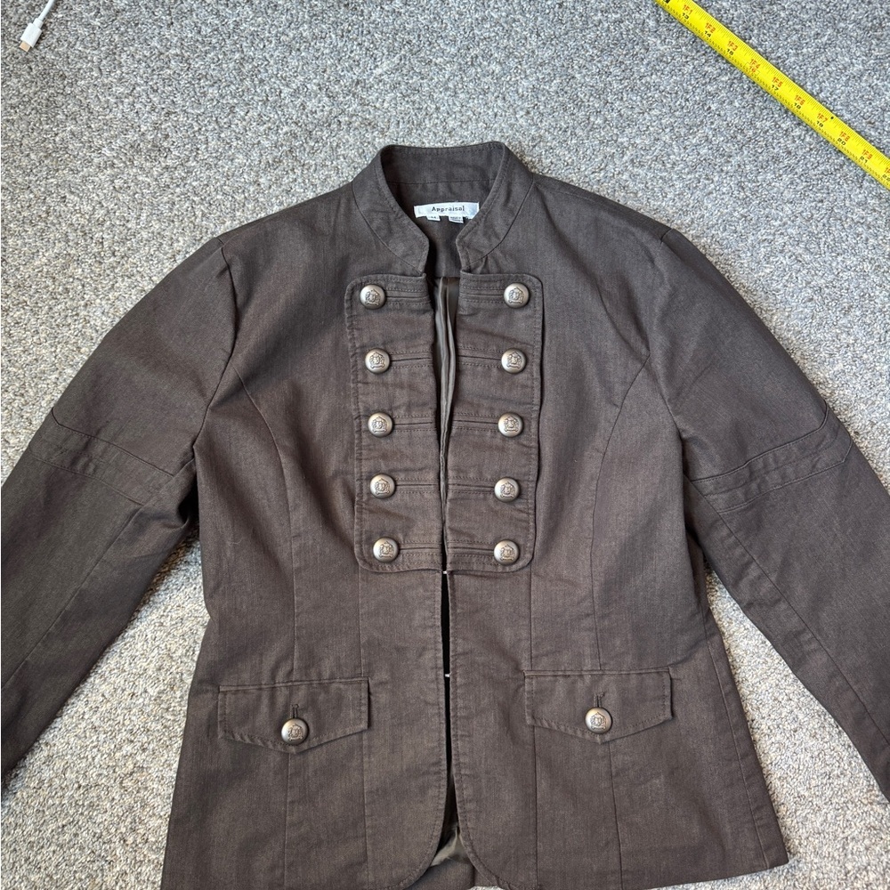 Chic Dark Brown Military Blazer